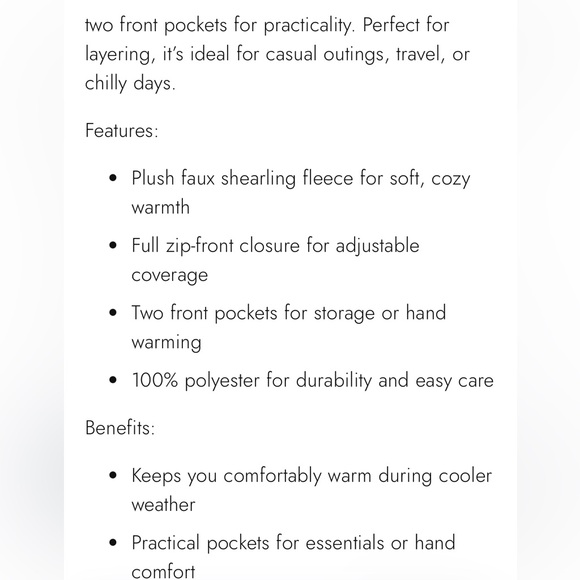 Faux Shearling fleece, Gold in color, full zip jacket with 2 pockets. NWT - Picture 4 of 4